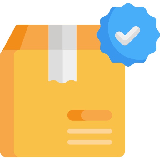 Verified shipment box icon for secure delivery.