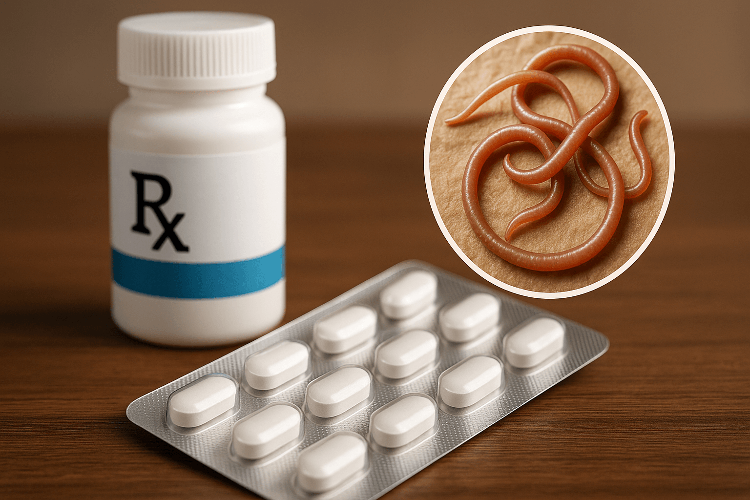 Buy Iverheal 6 tablets for parasite removal with Rx bottle and parasite illustration.