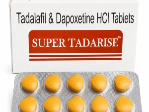 Super Tadarise Tadalafil and Dapoxetine HCl tablets, box and strip