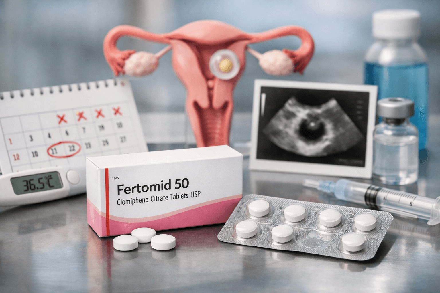 Fertomid 50 clomiphene citrate tablets used for ovulation induction and female fertility treatment