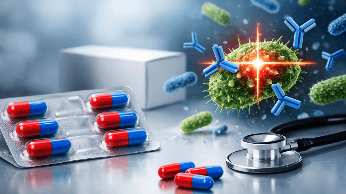 Antibiotic capsules targeting bacterial infection with an immune response