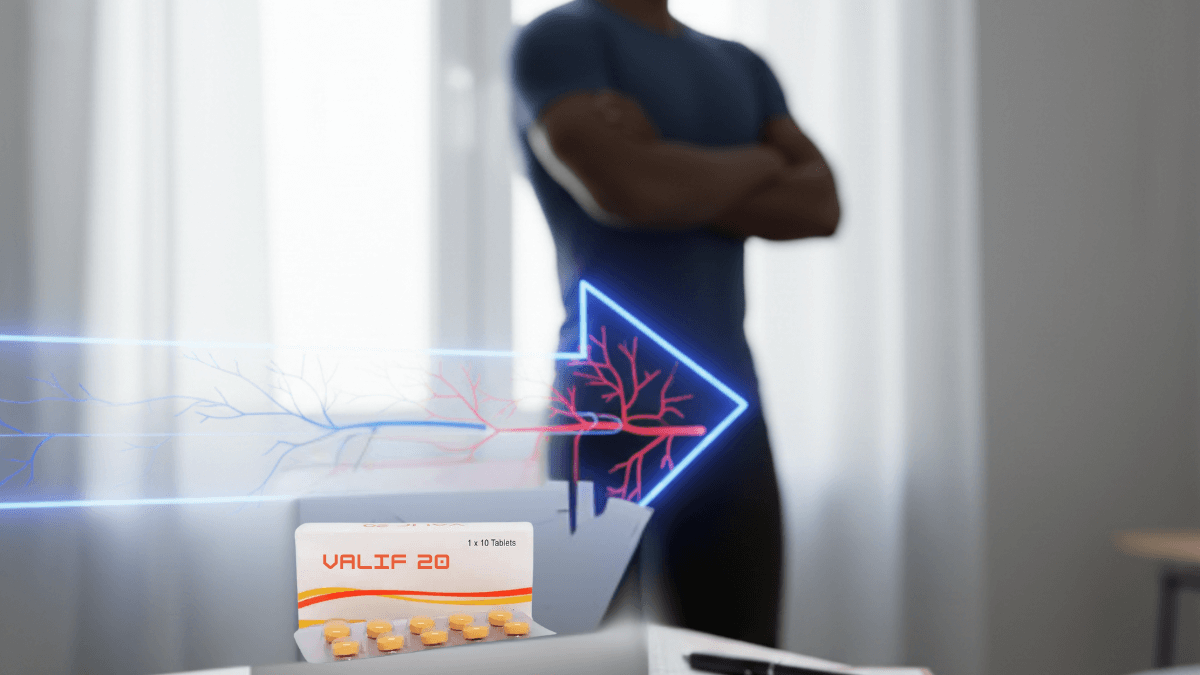Valif 20 tablets are shown to support blood flow for erectile dysfunction