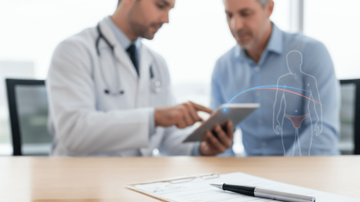 Doctor consulting patient about erectile dysfunction treatment options