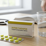 Super Tadapox Tadalafil and Dapoxetine tablets box with blister pack