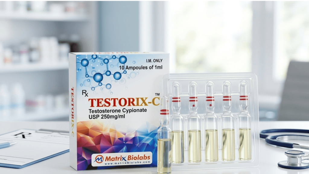 Testorix-C Testosterone Cypionate 250mg/ml ampoules box by Matrix Biolabs