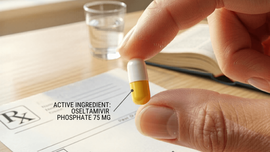 Antiflu 75mg Oseltamivir Phosphate capsule held with prescription