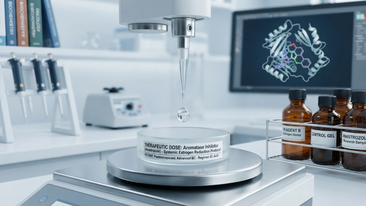Anastrozole aromatase inhibitor therapeutic dose preparation in laboratory