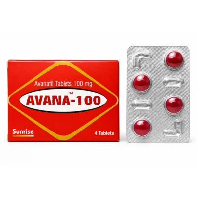 Avana-100 Avanafil tablets 100mg, box and blister pack