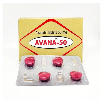 Avana-50 Avanafil tablets 50mg, box and blister pack