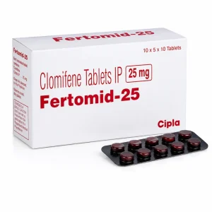 Fertomid-25 Clomifene Citrate Tablets IP 25mg, box and blister strip