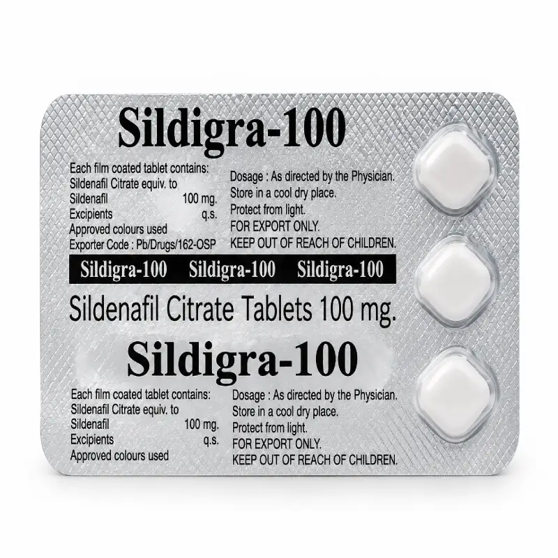 Sildigra-100 blister strip, Sildenafil Citrate Tablets 100mg for export